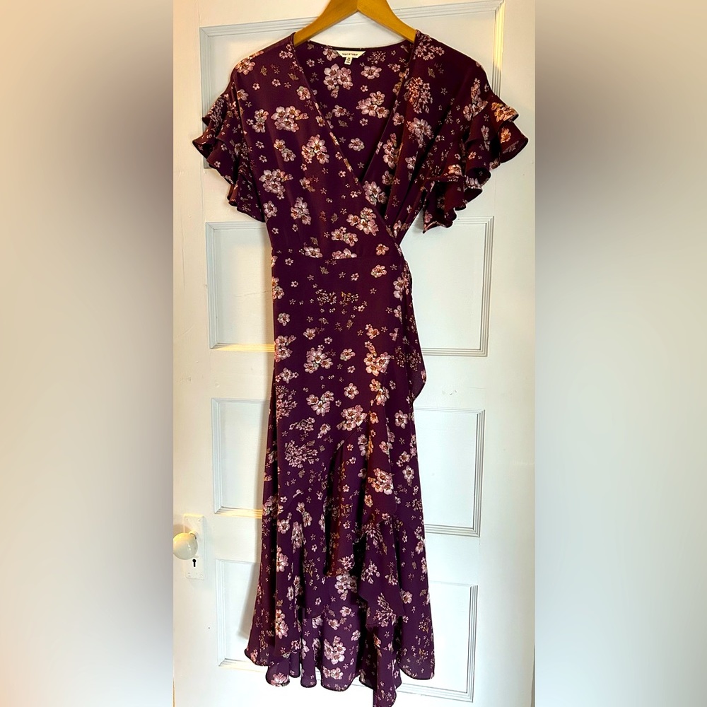 Purple floral Max Studio high-low wrap dress